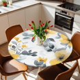 thumbnail image 2 of Yellow Flowers Elastic Fitted Round Table Cover Gray Leaves Plant Waterproof Outdoor Tablecloth for Holiday Party, Picnic, Patio & Dining Fits Tables Up to 55"-60", 2 of 8