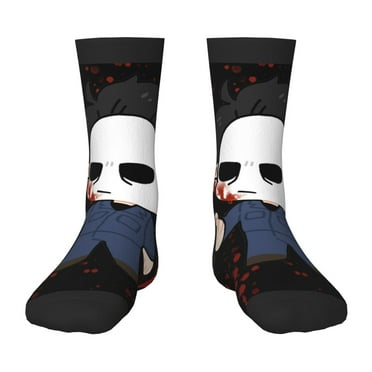 Michael Myers Halloween Kids Socks 3D Printed Graphic Children's Calf Socks Cozy Casual Mid Crew Socks 3 Black