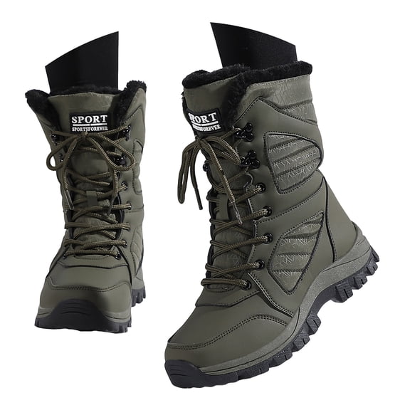 YLYL Women's Winter Snow Boots Warm Fur Lined Lace up Waterproof Non Slip Comfort Mid Calf Booties