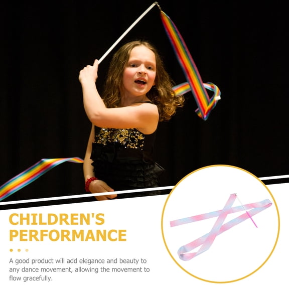 Raindrops  4 Pcs Rhythmic Gymnastics Ribbon Ribbons for Dancing Toddler Pink