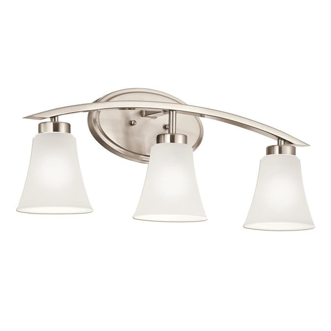 Portfolio Lyndsay 3 Light 9 25 In Brushed Nickel Bell Vanity Bar Com Brushed Nickel Bell Vanity Light Bar, 3 Light Vanity Bar Portfolio