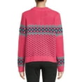 thumbnail image 3 of Heart N Crush Women’s Pattern Zip Pullover Sweater, 3 of 5