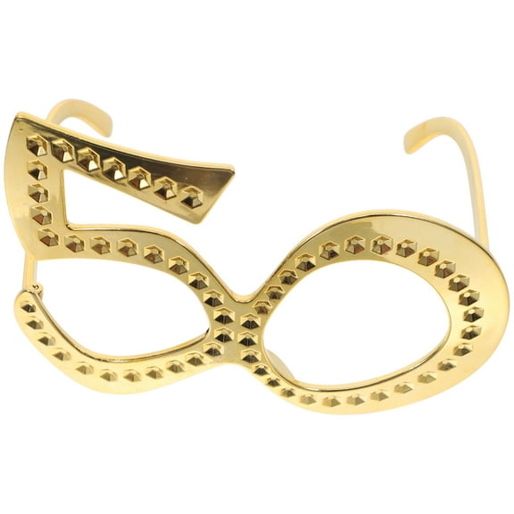 Worgeous 6pcs Birthday Eyeglasses Plastic Metallic Glasses Frames Fun 50th Party Photo Booth Props for 50th Anniversary Celebrations Golden