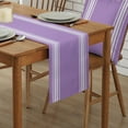 thumbnail image 2 of Ldtrchee Purple Striped Table Runner 60 Inches, Luxurious White Stripes Modern Abstract Art Bed Runner Dresser Scarves Tabletop for Indoor Outdoor Parties/Ceremony/Banquet, 13" x 60", 2 of 8