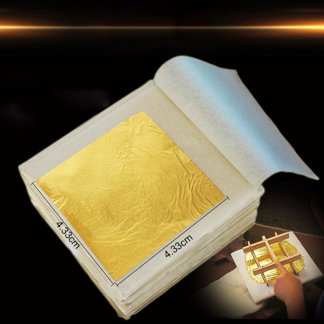 10 hojas de pan de oro multifuncional de 4,33 x 4,33 cm, lámina de oro comestible de 24 quilates para manualidades, comida, repostería, decoración de tartas, lámina de oro para manualidades