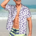 thumbnail image 5 of Lsque Lavender Flowers pattern Hawaiian Shirt for Men, Unisex Summer Beach Casual Short Sleeve Button Down Shirts-Large, 5 of 9