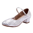 thumbnail image 2 of Women's Vintage Mary Jane Block Heel Dance Pumps, Ankle Strap Closed Toe Ballroom Shoes, Elegant Performance Footwear for Wedding, Party Clear 39, 2 of 6