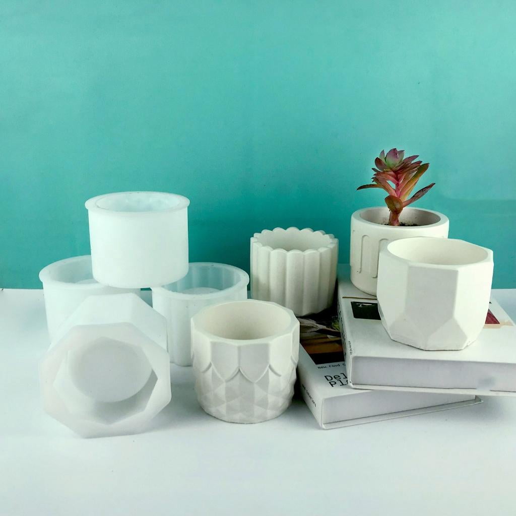 Giaone 4Pcs Silicone Moulds for Concrete Flower Pots Cement Plant Pot Resin Molds