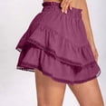 thumbnail image 5 of Women's Lace Trim Summer Mini Skirt Cute Ruffle Skorts Bohemian Elastic High Waisted Beach Shorts, 5 of 9