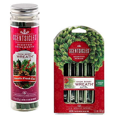 6 Sticks/Bottle -3 Pack Total 18 Sticks ScentSicles Snow Berry Wreath Scented Ornament Fragrance Sticks 6 Sticks/Bottle -3 Pack Total 18 Sticks ScentSicles Snow Berry Wreath Scented Ornament Fragrance Sticks