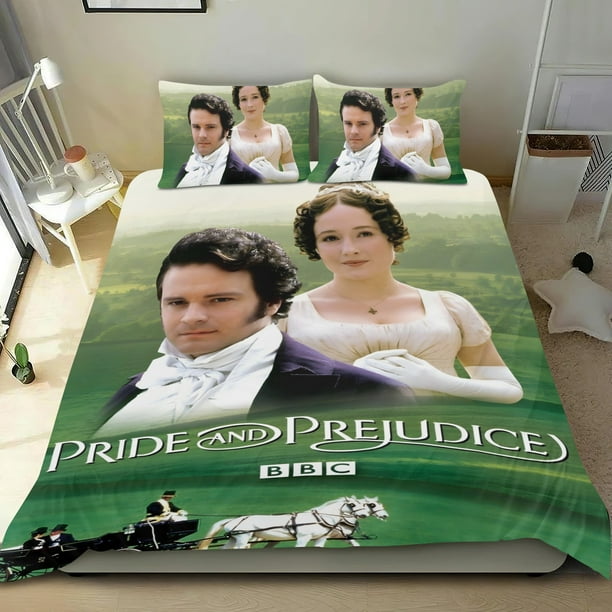 Orgullo y Prejuicio Conjunto de sábanas temático, trío de piezas, cómodo y amigable con la piel, diseño único, regalo de decoración para el hogar para familiares, amigos y fans,140cm *210cm