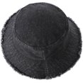 thumbnail image 6 of Kukuzhu Frayed Denim Bucket Hat Distressed Jean Fisherman Cap Wide Brim Boonie Sun Hat Packable Beach Cap for Women Men, 6 of 7