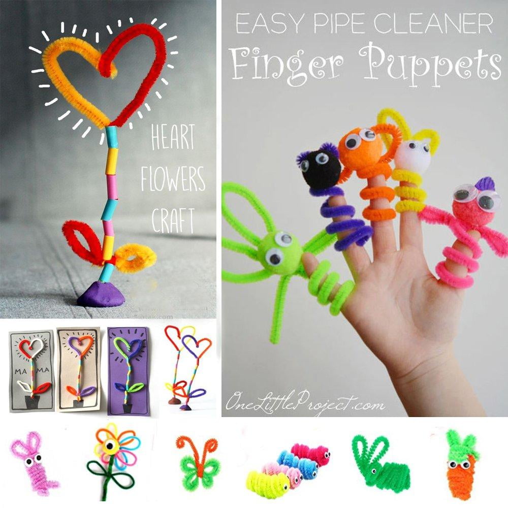 430 Pcs Craft Supplies Set 130 Pcs Self-Sticking Wiggle Eyes and 100Pcs Pompoms for DIY Crafts Decorations Creative School Projects by FKEYTO Pipe Cleaners Set Which Includes 200Pcs Chenille Stems