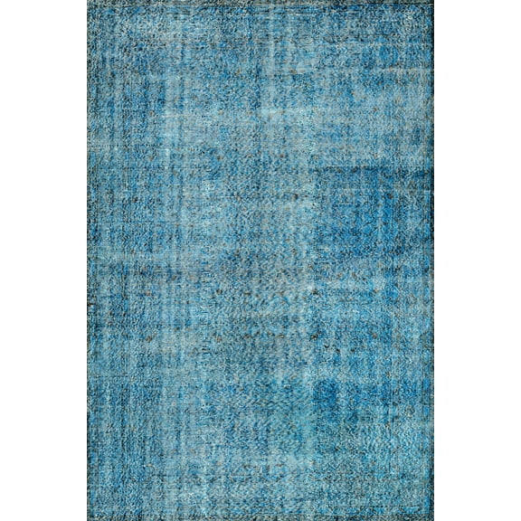 Blue Oriental Area Rugs for Living Room Washable Rugs Boho Moroccan Area Rug Soft Neutral Geometric Bohemian Carpet Distressed Indoor Rug for Bedroom Dining Room Office Foldable Nonslip Rug