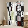 thumbnail image 3 of Manfei American Baseball Curtains Pack of 2 (42x84 Each) for Kids, Grey Buffalo Geometric Curtains Blackout, Sport Player Bedroom Curtains, Window Curtains Room Decor, 3 of 6