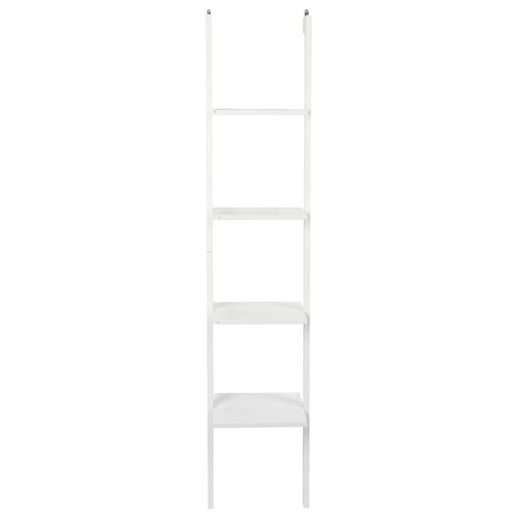 4-Tier Durable Ladder Shelving Bookcase Leaning Wall Shelf Display Stand Storage Rack