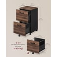 thumbnail image 2 of ZMSHOP 2-Drawer File Cabinet, Small Rolling Filing Cabinet for Home Office, Printer Stand, for A4, Letter-Size Documents, 15.7 x 16.5 x 27.6 Inches, Natural Walnut and Ink Black UOFC040K01, 2 of 7