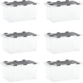 thumbnail image 1 of Superio Clear Storage Boxes with Attached Lids, Plastic Container Bins with Hinged Lids for Organizing, Stackable Crates, BPA Free, Non Toxic Organizers (6 Pack, 17"x11.65"x8.75"), 1 of 6