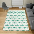 thumbnail image 2 of Sea Animals Turkish Area Rug, Sharks Swimming Horizontal Silhouettes Powerful Dangerous Wild Life, Soft Carpet for Living Room Decor, 4' X 5.7', Dark Teal and White, by Ambesonne, 2 of 4