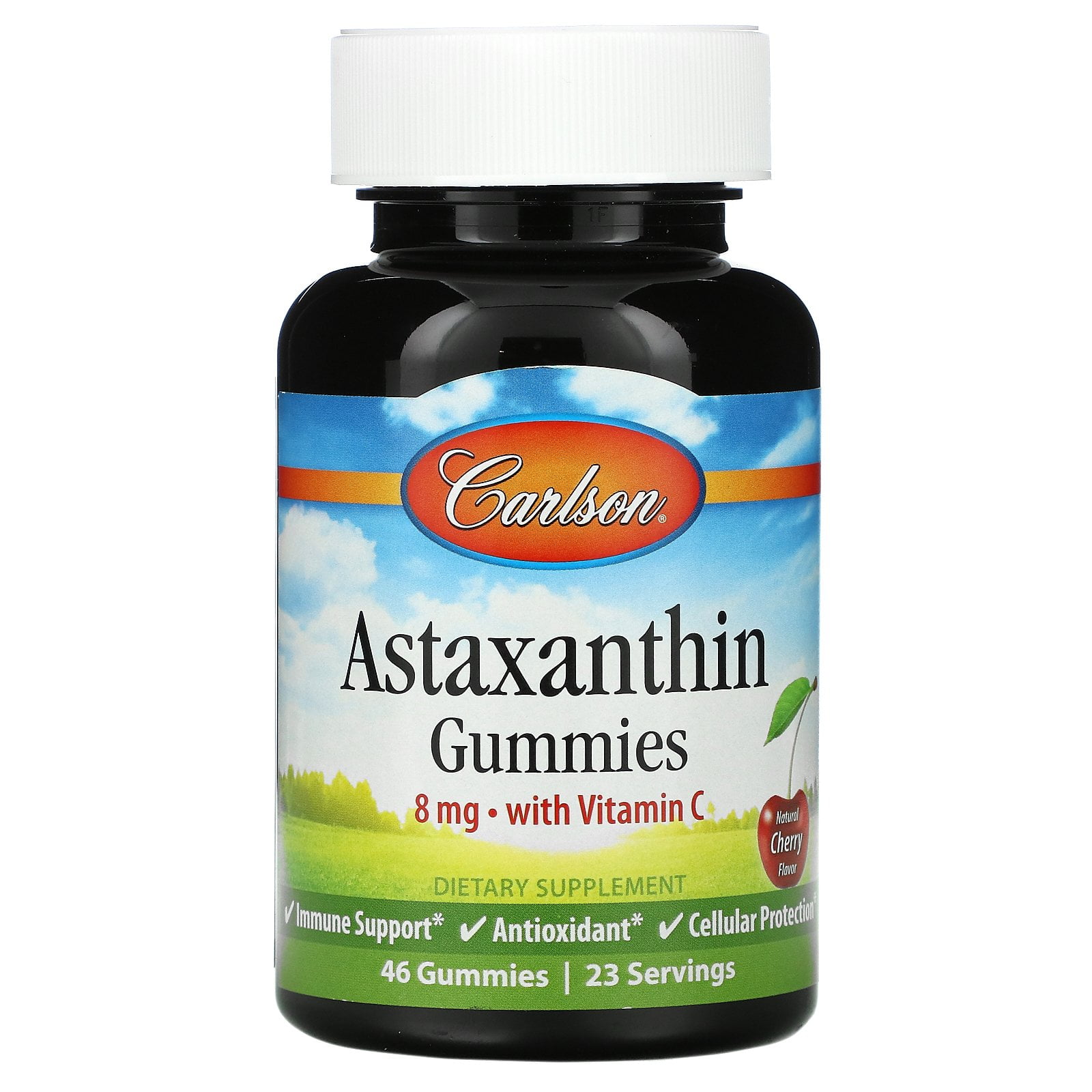 Astaxanthin Gummies with Vitamin C, Natural Cherry, 4 mg, 46 Gummies, Carlson Labs