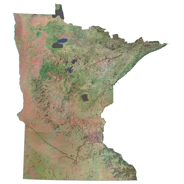 Minnesota Satellite Map Large MAP Vivid Imagery20 Inch By 30 Inch
