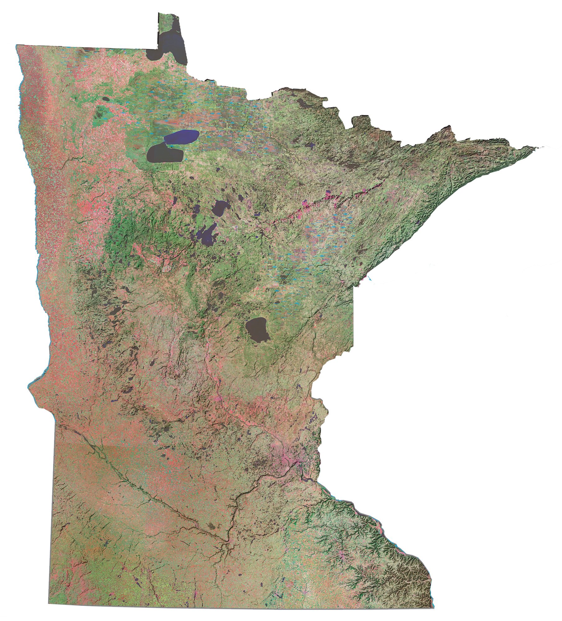 Minnesota Satellite Map - Large MAP Vivid Imagery-20 Inch By 30 Inch 