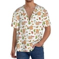 thumbnail image 7 of Lsque Squirrel And Mushroom print Men's Cuban Collar Short Sleeve Shirt Summer Beachwear Casual Button Down Fashionable Vacation Leisure Shirt-3X-Large, 7 of 7