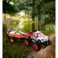 thumbnail image 4 of Mozlly Monster Truck Toys Set with Trailer Toy Boat - Friction Powered Hauling Truck and Trailer Toy, Big Toy Monster Truck with Boat, Adventure Truck Pulling Boat Toy Monster Trucks for Kids - 9 Inch, 4 of 10
