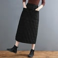 thumbnail image 6 of KHONTS Women's Elastic Waist Quilted Skirt Winter Warm Padded Quilted Midi Long Puffer Insulated Skirt with Pockets Black XL, 6 of 6