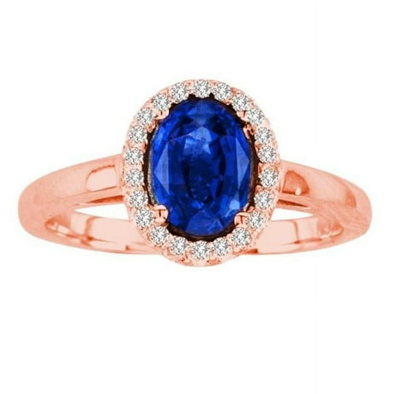 R50916-14R-SAP-86-i-1 8 x 6 in. 14K Rose Gold Oval Sapphire I-1 Gemstone Ring
