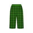 thumbnail image 5 of Makaor Long Shorts for Women with Pockets Button Mid Waist Straight Leg Long Short Elastic Waist Plaid Baggy Summer Outfits Green 2XL, 5 of 5