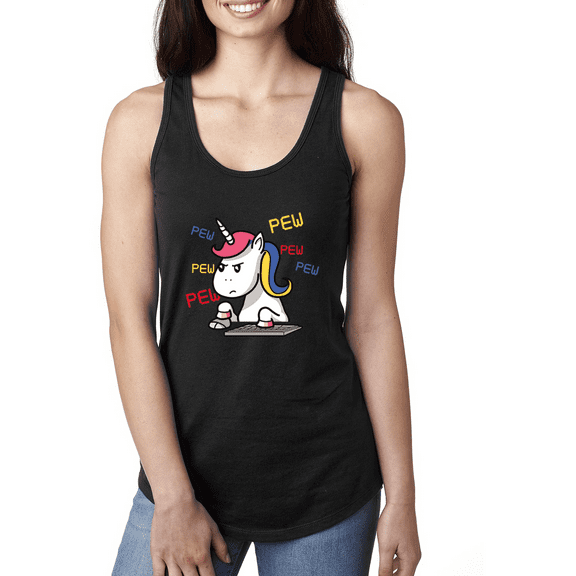 Unicorn Pew Animal Lover Ladies Racerback Tank Top
