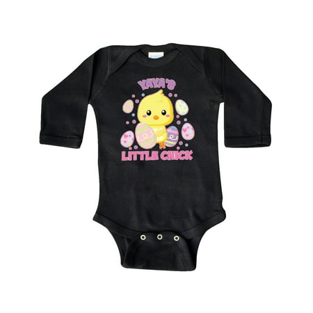 

Inktastic Yaya s Little Chick Cute Easter Chick with Colorful Eggs Gift Baby Boy or Baby Girl Long Sleeve Bodysuit