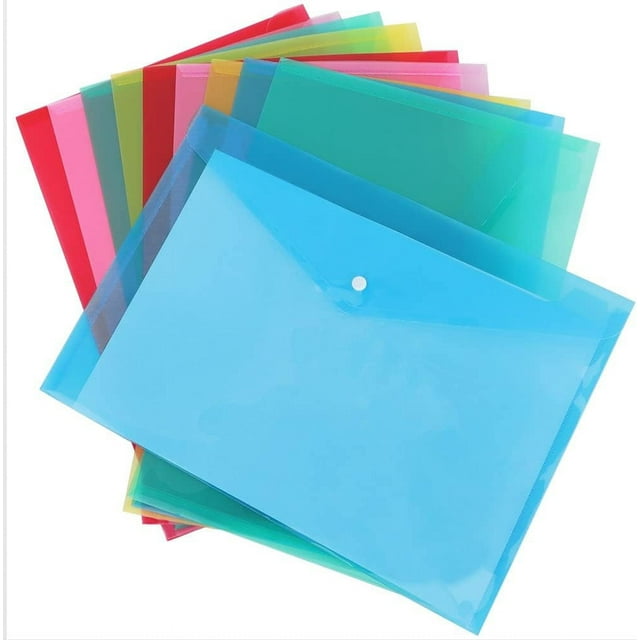 WOT I Clear L-Type Plastic Document Folders - 20 Pack Letter Size, Transparent Project Pockets