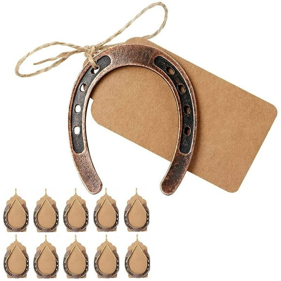 EcoNesxp Vintage Metal Mini Horseshoe Decorations 10 Pieces Lucky Horseshoe Wedding Favors with Tags Lucky Horseshoe Wedding Favors with Tags UrbanMingle