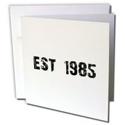 3dRose Grunge Est Established in 1985 - Eighties Baby Born Child of the 1980s - Personal custom birth year - Greeting Cards, 6 by 6-inches, set of 6