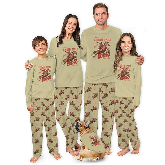Family Matching Christmas Pajamas with North Pole Rodeo Theme, Size NB to 6XL