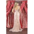 thumbnail image 2 of Women's Royal Queen RQ7939 Sleeveless Special Occasion Dress V-Neck evening elegant gown Rose Pink Gold 4, 2 of 4