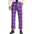 thumbnail image 1 of INSPIRE CHIC Plaid Pants for Men's Color Block Slim Fit Flat Front Checked Dress Pants S Purple, 1 of 4