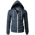 thumbnail image 2 of H2H Mens Casual Slim Fit Long Sleeve Lightweight Zip-up Hoodie With Kanga Pocket (CMOHOL048), 2 of 6