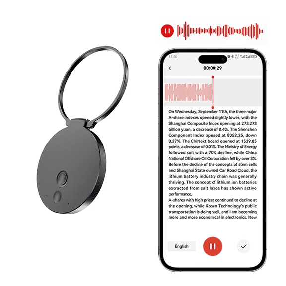 AI Voice Recorder, 32gb Ultra Thin Mini Magnetic Dictaphone Real-Time Recording Transcribe & Summarize Noise Cancellation