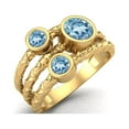 thumbnail image 2 of 5mm Round Blue Topaz Handmade Split Shank Band 925 Sterling Silver Gold Vermeil Trio Stone Women Mother's Day Gift Ring, 2 of 4