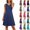 Navy, variant on POIUYTR Women Summer Business Mini Dress Casual V Neck A-Line Sleeveless Dresses Office Loose Fit Sundress