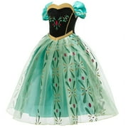 Jurebecia Princess Costume Halloween Dress Birthday Party up Clothes with Accessories Green 120 cm 5-6 Years