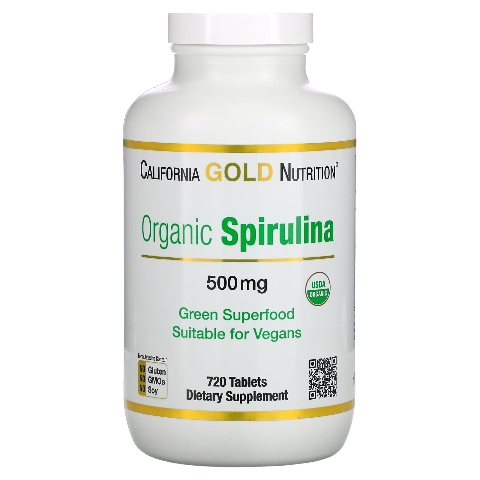 Certified Organic Spirulina, USP Verified, USDA Organic, Non-GMO, mg, 720 Vegetarian Tablets - Walmart.com