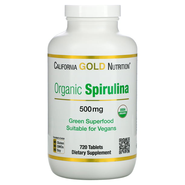 Certified Organic Spirulina, USP Verified, Organic, Non-GMO, 500 mg, 720 Vegetarian Tablets Walmart.com