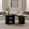 thumbnail image 3 of StorageWorks Tambour Door Round Coffee Table with Storage Shellf, Black, 19.7''H X 35.4''W, 3 of 10