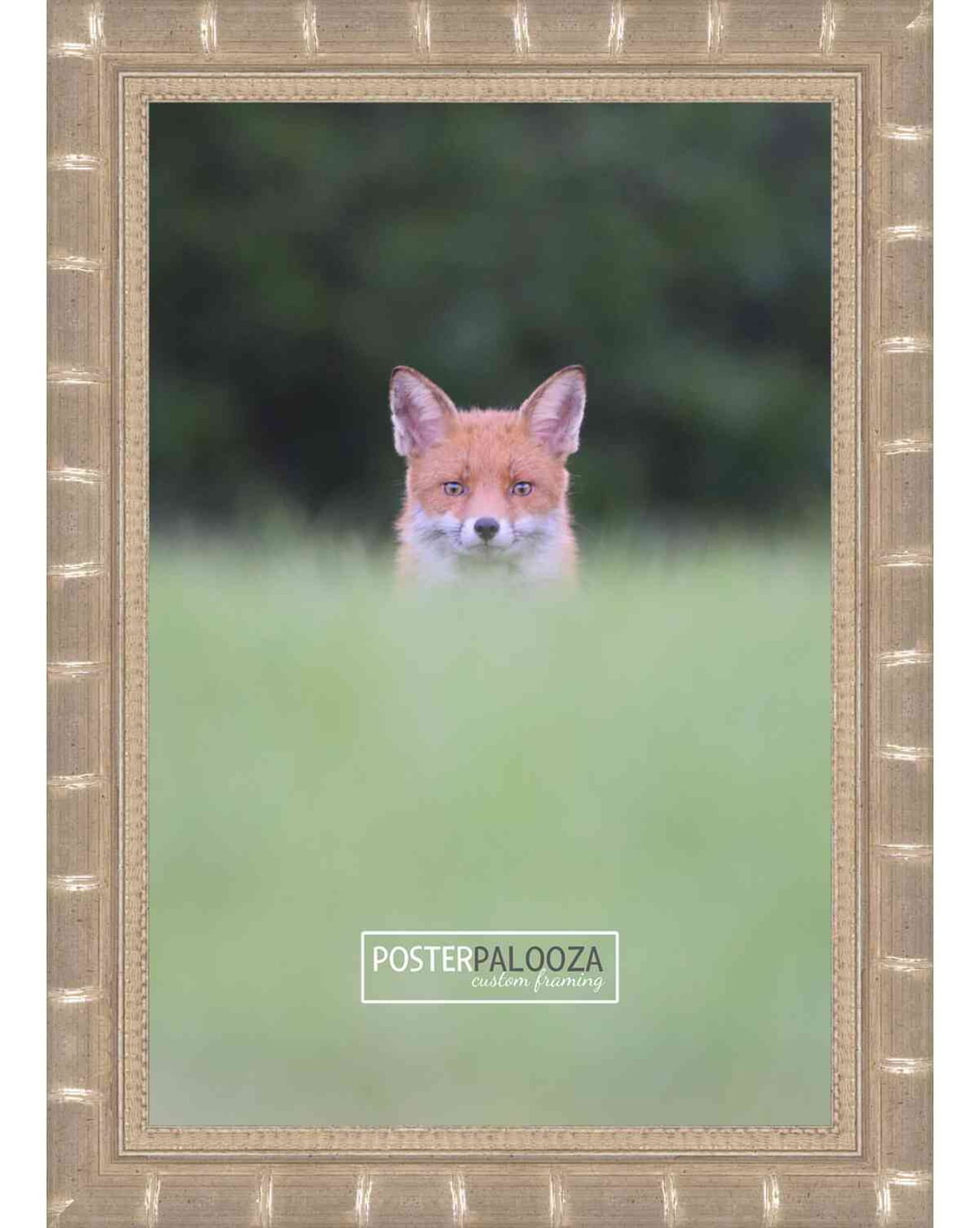 18x24 Silver Modern Bamboo Picture Frame - UV Acrylic, Foam Board Backing, Hanging Hardware