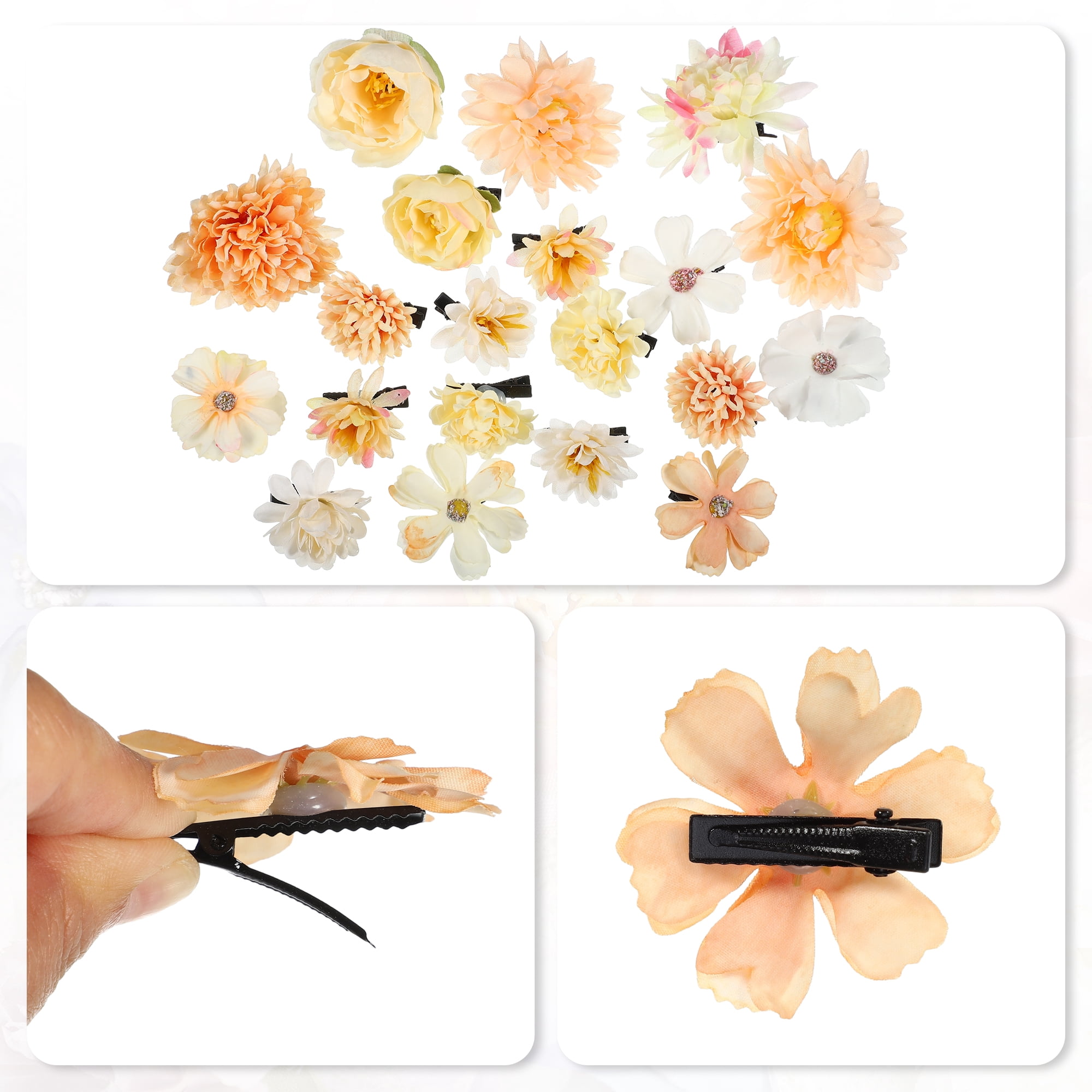 Unique Bargains 20Pcs Flower Hair Clips Flower Hair Barrettes Fake Flowers
