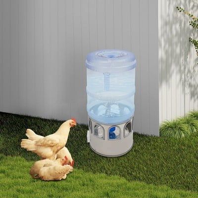 Poultry Water Heater with Thermostat, 5 Gallon Automatic Heated Chicken Waterer for Winter, 80W Stainless Steel with 9 Drinking Windows, Adjustable 32-122°F, Indoor Outdoor Use